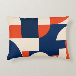 Bold Geometric Shapes in Navy Orange and Dark Blue Accent Pillow
