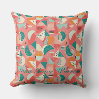 Bold Geometric Shapes With Accents Mint Aqua 1 Throw Pillow