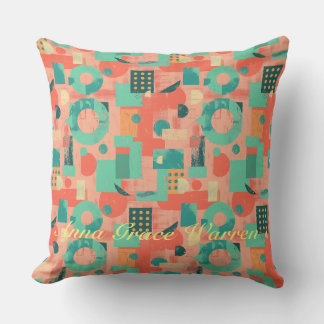 Bold Geometric Shapes With Accents Mint Aqua 2 Throw Pillow