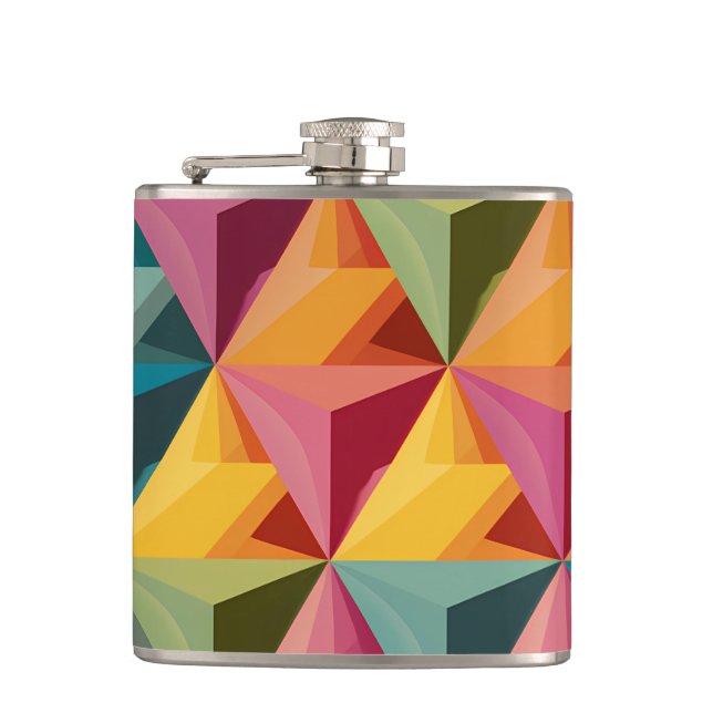 Bold Geometric Triangle Pattern  Flask (Front)