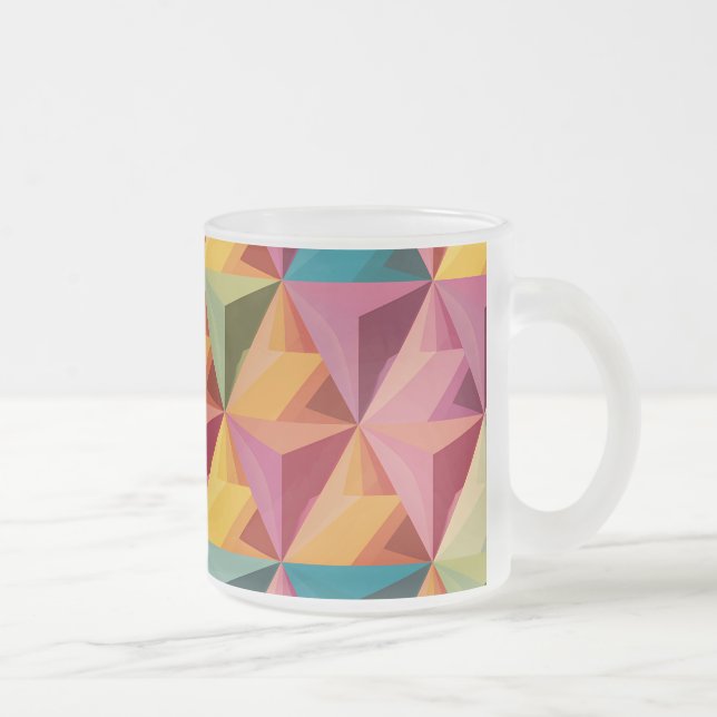Bold Geometric Triangle Pattern  Frosted Glass Coffee Mug (Right)