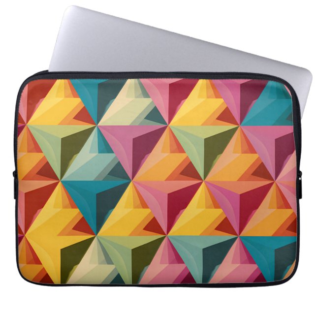 Bold Geometric Triangle Pattern  Laptop Sleeve (Front)