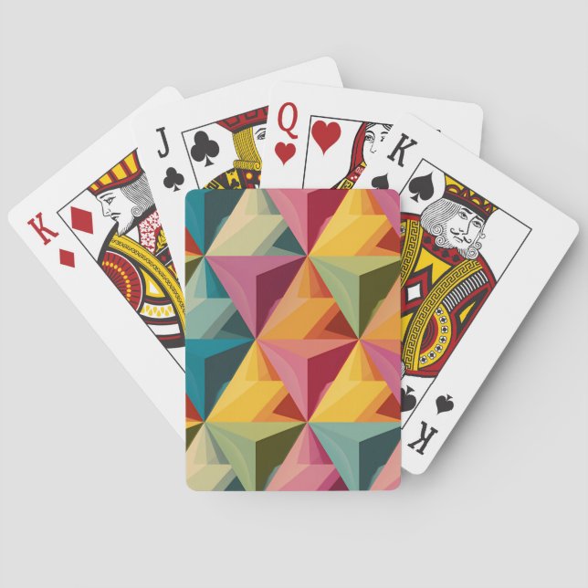 Bold Geometric Triangle Pattern  Poker Cards (Back)