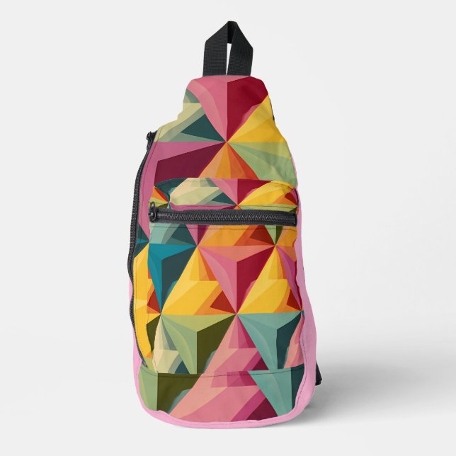 Bold Geometric Triangle Pattern  Sling Bag (Front)