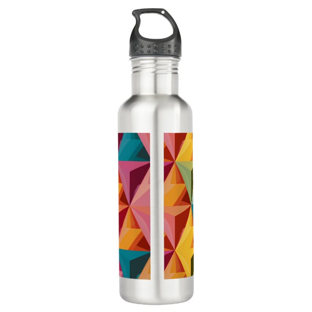 Bold Geometric Triangle Pattern  Stainless Steel Water Bottle (Back)