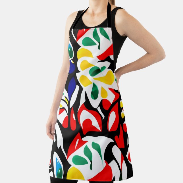 Bold Geometric Water Drops ,Multicolor Art Apron (Insitu)