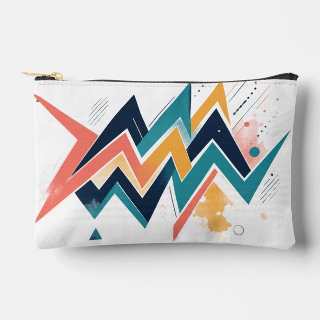 Bold Geometric Zigzag Accessory Pouch (Front)