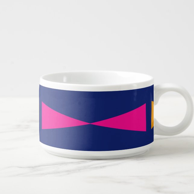 Bold Geometrical Shapes Blue Pink Orange Bowl (Left)