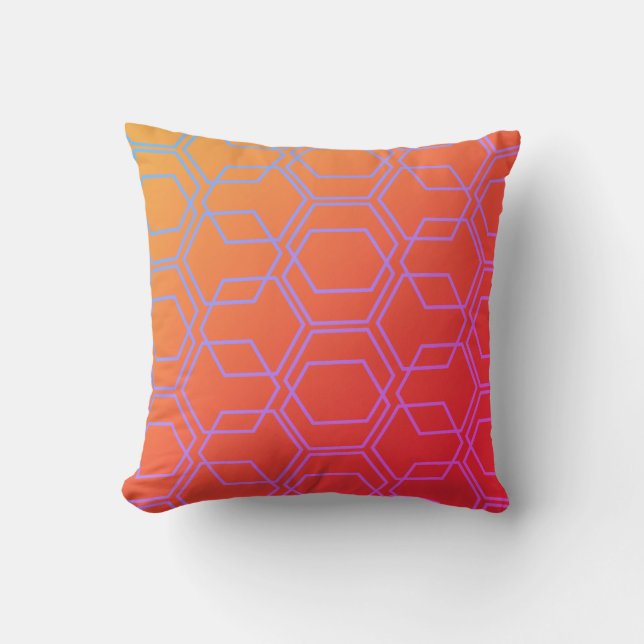 Bold Geometrical Shapes Ombre Throw Pillow (Front)