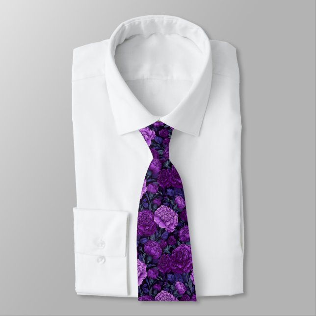 Bold Gift  For Boyfriend Carnation Floral Neck Tie (Tied)