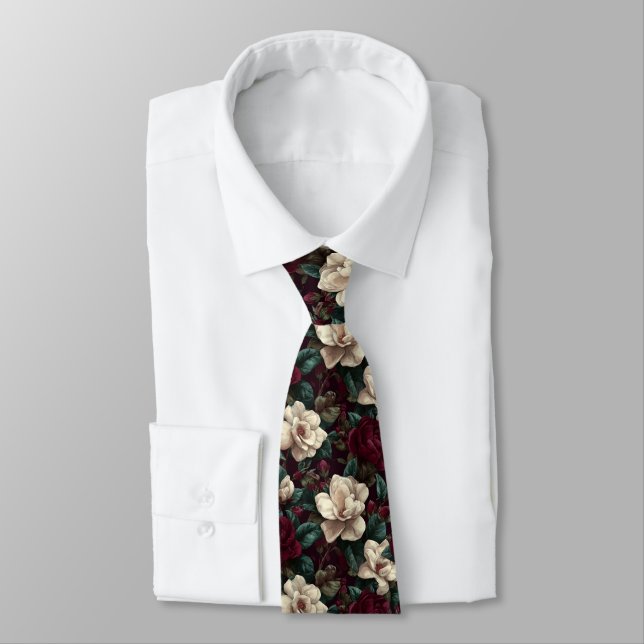 Bold Gifts For Dad Gardenias Flower Neck Tie (Tied)