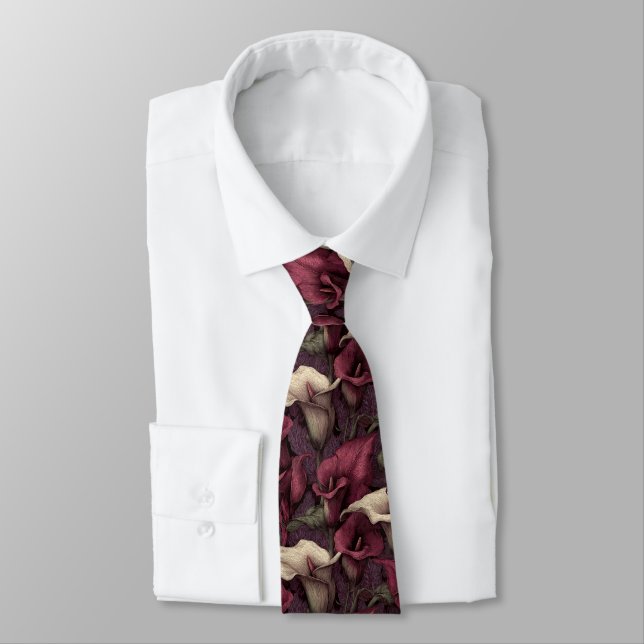Bold Gifts For Husband Calla Lilies Floral Neck Tie (Tied)