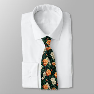 Bold Gifts For Husband Gardenias Floral Neck Tie