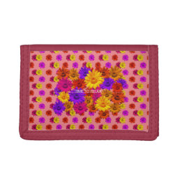 Bold Girly Hippie Flowers Cool Fun Girly Eighties Trifold Wallet