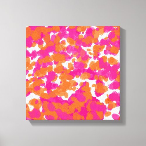 Bold Girly Hot Pink Fuchsia Orange Paint Splashes Canvas Print