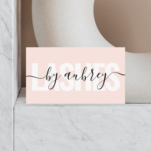 Bold Girly Minimalist Calligraphy Lashes Pink Business Card