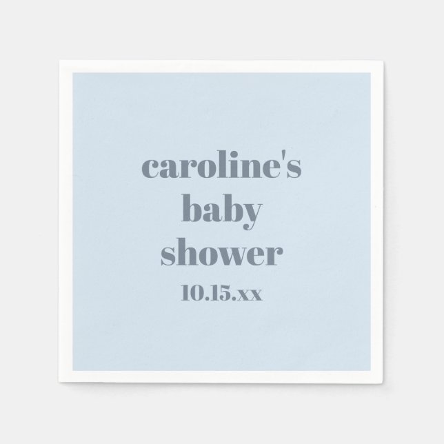 Bold Glacier Blue Modern Fun Custom Baby Shower Napkins (Front)