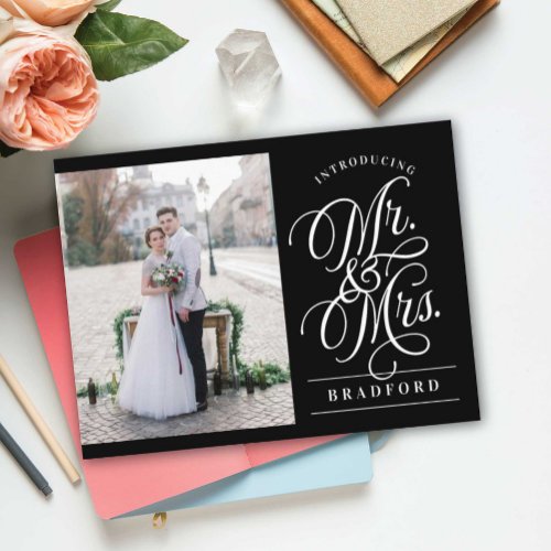 Bold Glamour Elopement Announcement Postcard