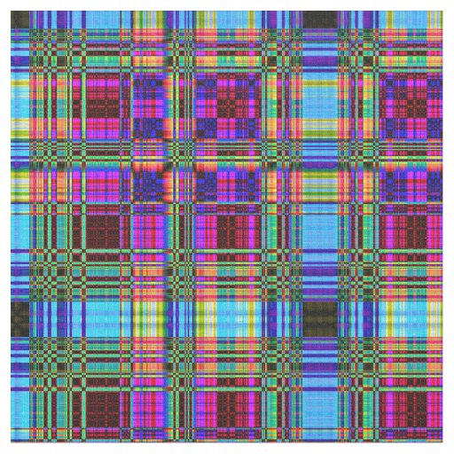 Bold glitched plaid fabric