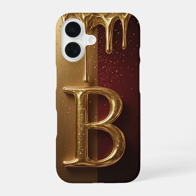 💎 Bold Glitter B Monogram With Dripping Liquid iPhone Case (Back)