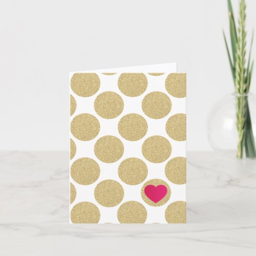 Bold Glitter Gold Dot With Heart and Custom Color Card
