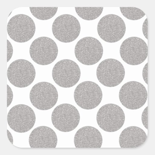 Bold Glitter Silver Dots Square Sticker | Zazzle