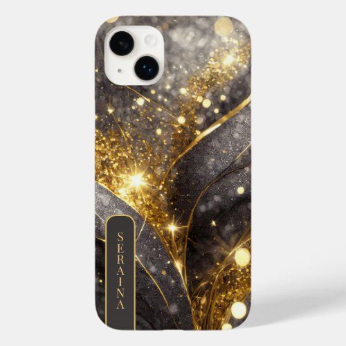 Bold Glitter Waves Black Gold ID1034 Case_Mate iPhone 14 Plus Case