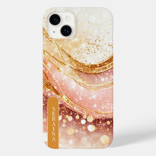 Bold Glitter Waves Pink Gold ID1034 Case_Mate iPhone 14 Plus Case