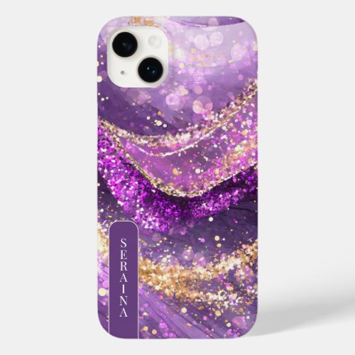 Bold Glitter Waves Violet Purple Gold ID1034 Case_Mate iPhone 14 Plus Case