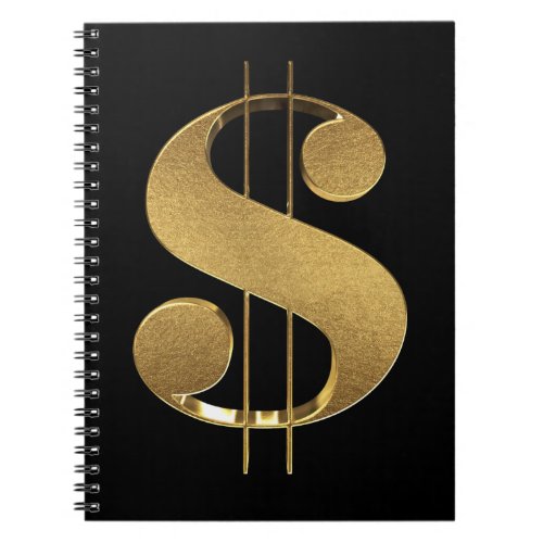 Bold Gold 3D Dollar Sign Notebook