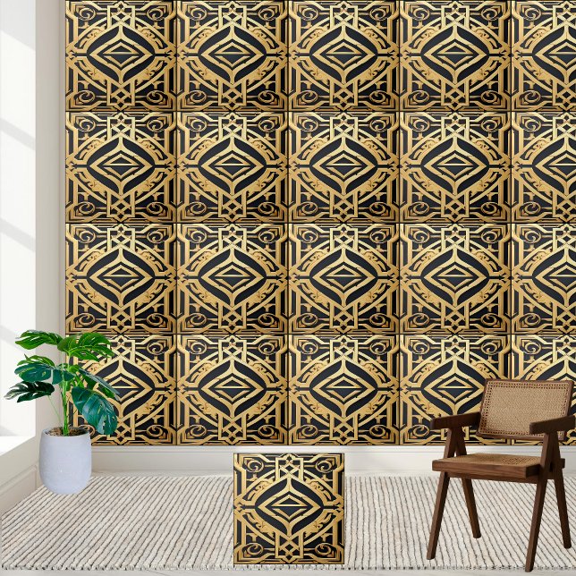 Bold Gold and Black Mosaic Greek Tiles (Bold Gold and Black Mosaic Greek Tiles)