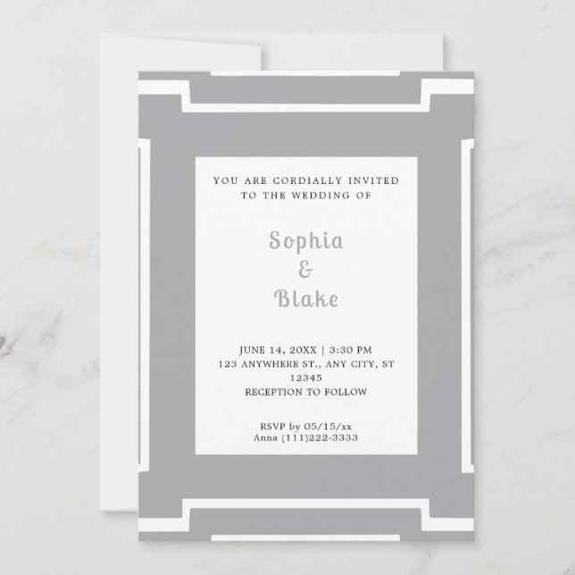 Bold Gold and Silver Art Deco Wedding Invitation (Front)