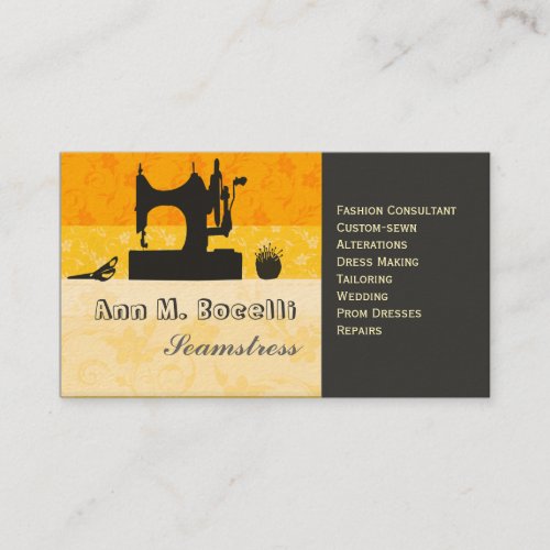Bold Gold Artist Crafter Sewing Machine Customized Business Card