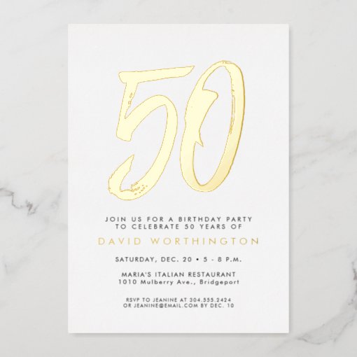Bold gold elegant 50th birthday party foil invitat foil invitation | Zazzle