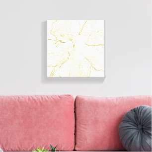 Bold Gold Floral Line Art Minimalist Macro Bloom Canvas Print
