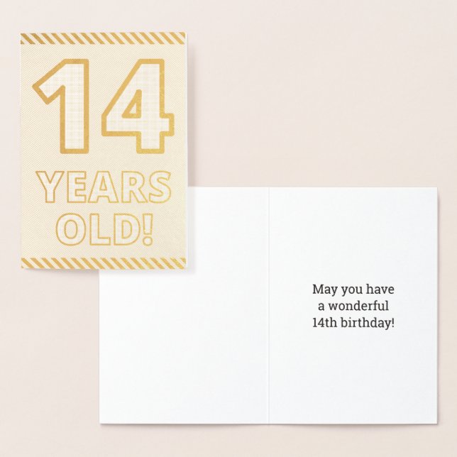 Bold, Gold Foil "14 YEARS OLD!" Birthday Card (Display)