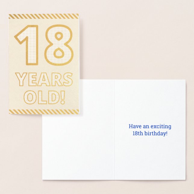 Bold, Gold Foil "18 YEARS OLD!" Birthday Card (Display)