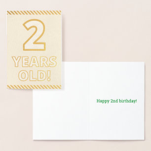 Bold, Gold Foil "2 YEARS OLD!" Birthday Card