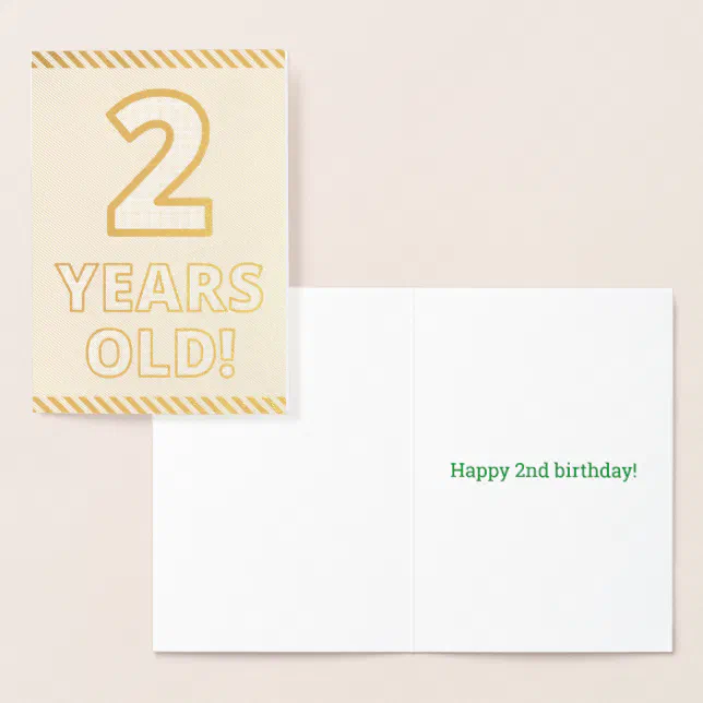 Bold, Gold Foil "2 YEARS OLD!" Birthday Card Zazzle