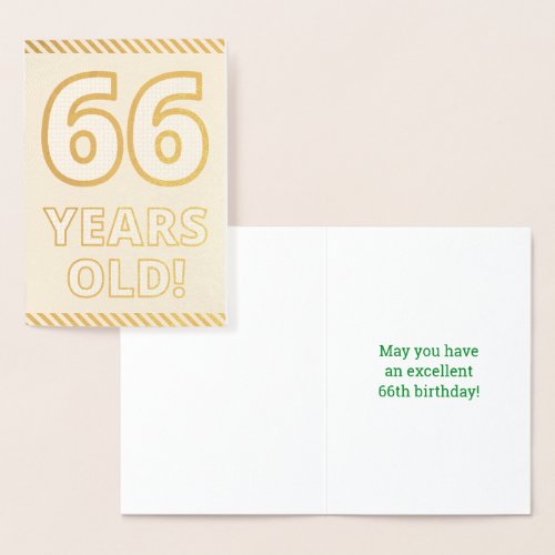 Bold Gold Foil 66 YEARS OLD Birthday Card