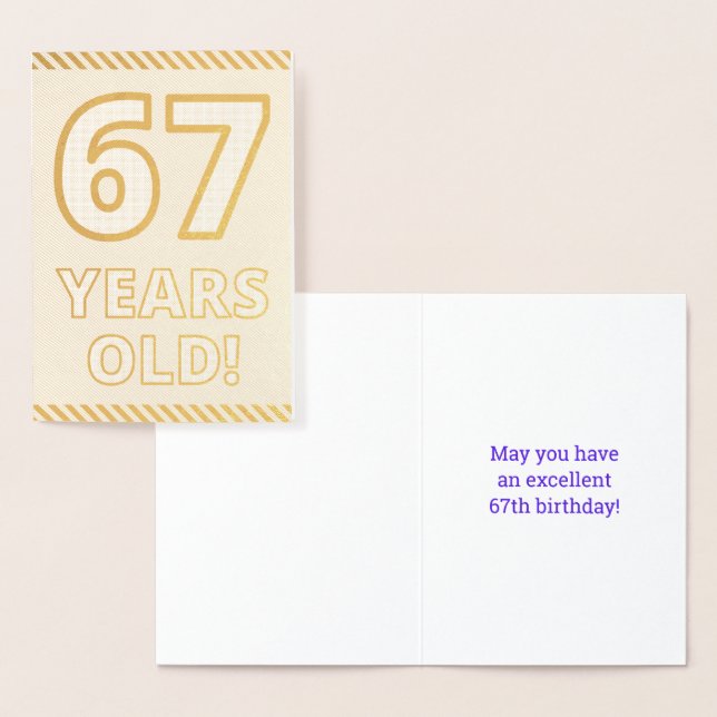 Bold, Gold Foil "67 YEARS OLD!" Birthday Card (Display)