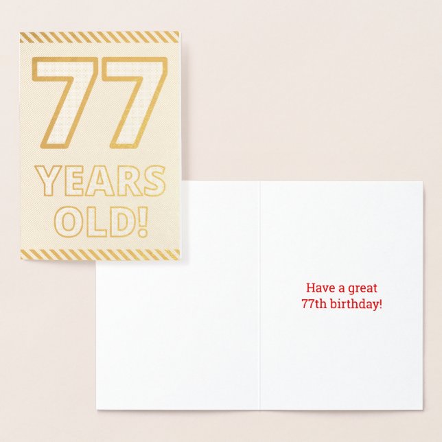 Bold, Gold Foil "77 YEARS OLD!" Birthday Card (Display)