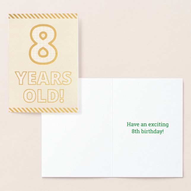 Bold, Gold Foil "8 YEARS OLD!" Birthday Card (Display)