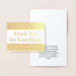 [ Thumbnail: Bold Gold Foil "Thank You For Your Help!" Card ]