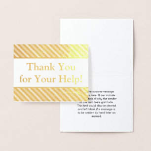 Bold Gold Foil "Thank You for Your Help!" Card