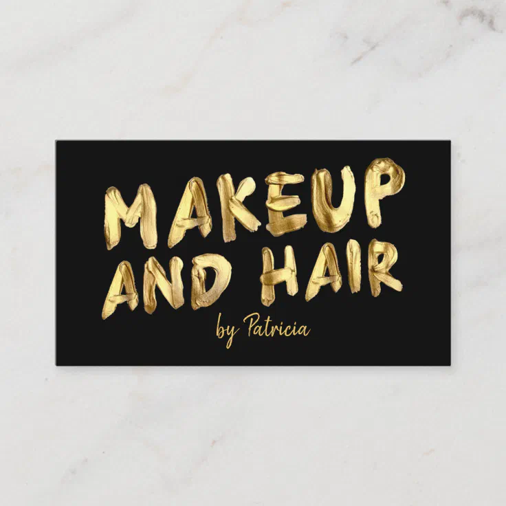 Bold Gold Font Signature Makeup Artist Hair Salon Business Card | Zazzle