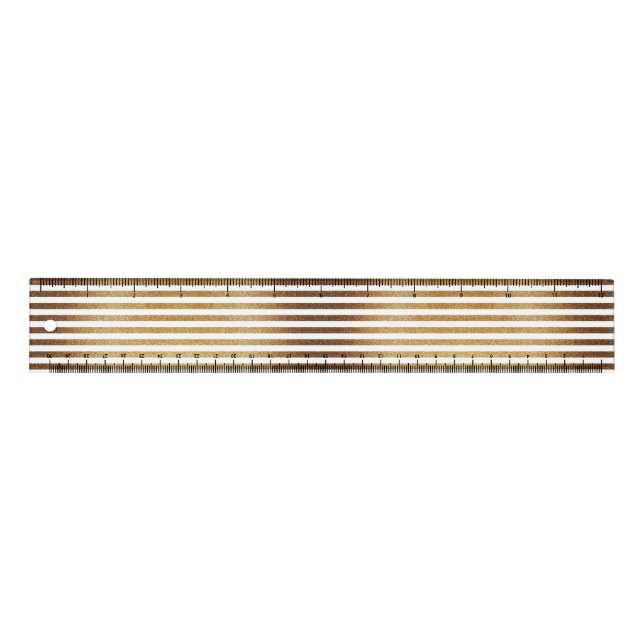 Bold gold glitter and white stripes ruler (Front)