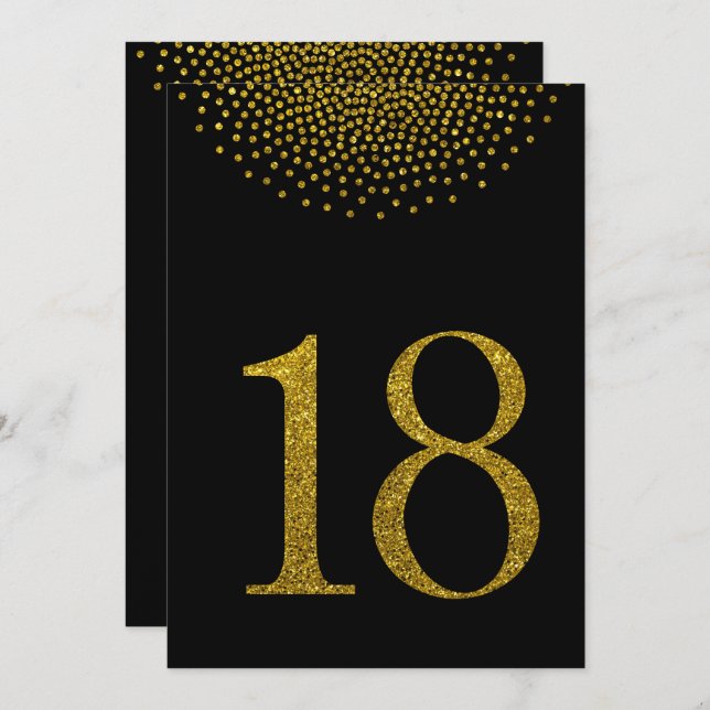 Bold Gold Glitter  Wedding Party table numbers (Front/Back)