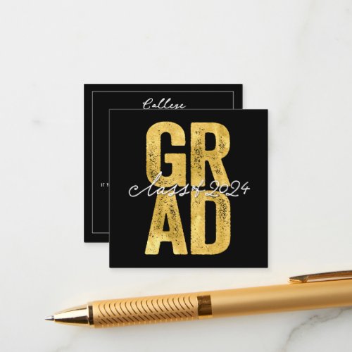 Bold Gold GRAD Stylish Graduation College Fund Enclosure Card