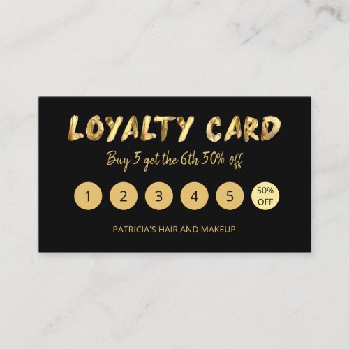 Bold Gold Makeup Artist Hair Salon 5 Loyalty Card